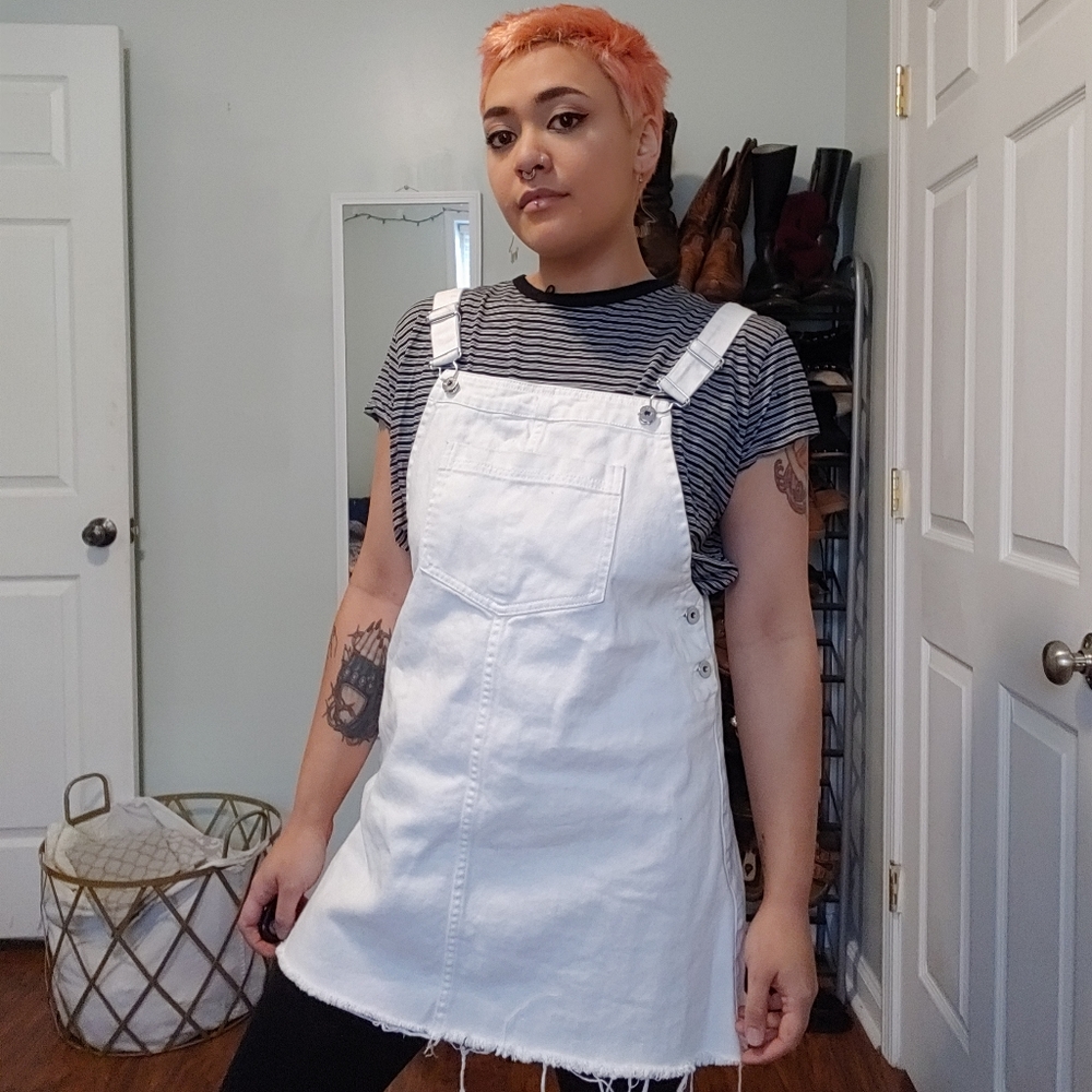 White Overall Dress